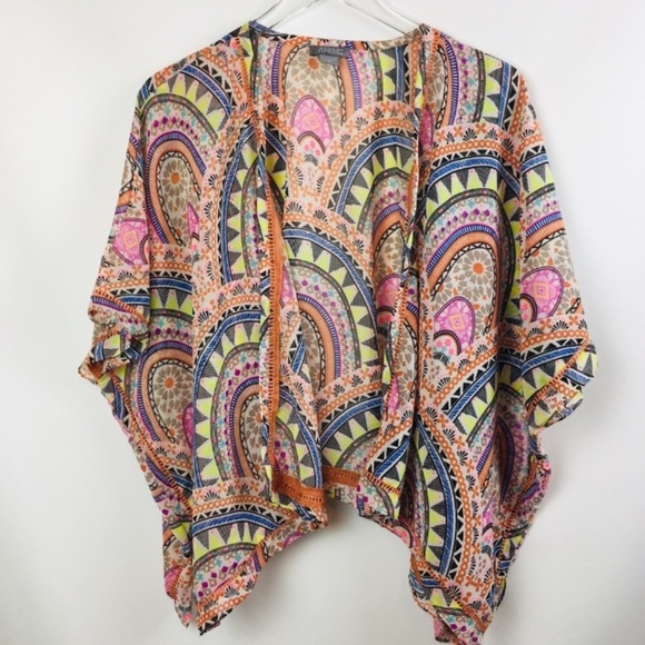 Angie | Orange & Blue Kimono Small - Picture 1 of 6